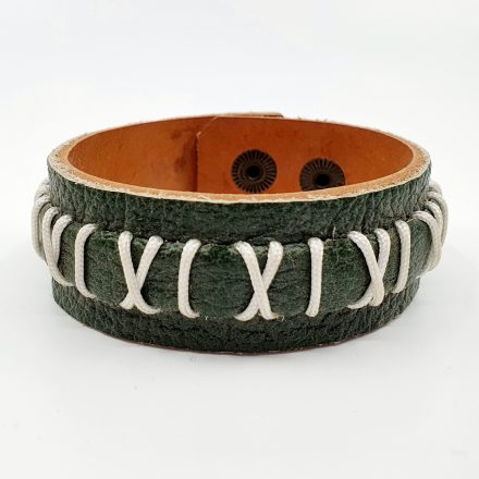 Leather bracelet The Gregal intertwined with rope and leather – green