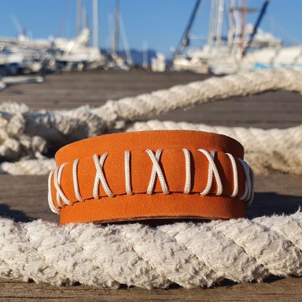 Leather bracelet The Gregal intertwined with rope and leather – orange